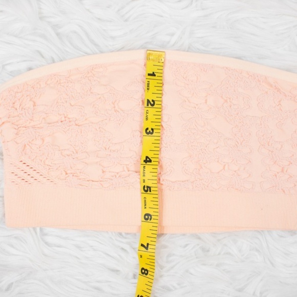 Spiritual Gangster Strapless Bandeau Bralette Size XS Small Peach Lace Knit - Picture 6 of 7